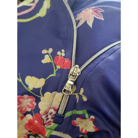POLO GOLF Ralph Lauren Top Long Sleeve Half Zip Floral High Neck Women Sz M (V4 - Picture 6 of 7